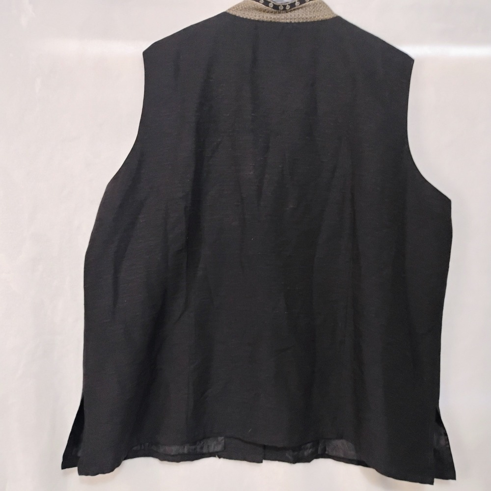 Carole Little Woman 2X Black 100% Silk Beaded Embroidered Vest Sleeveless Shirt - Picture 3 of 8